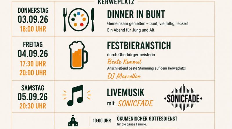 Plakat zur Kerwe 2026 mit Programmpunkten