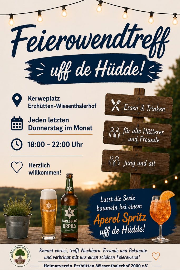 Immer am letzten Donnerstag in den Sommermonaten: Feierowendtreff